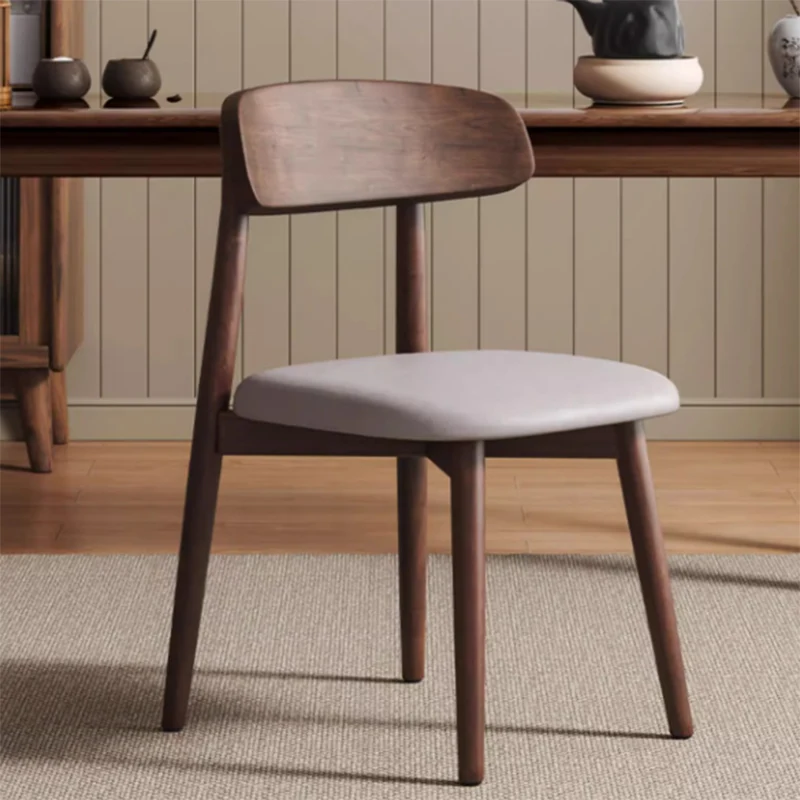 Traditional Vintage Square Rubberwood PU Leather Foam Sponge Armless Dining Chair For Dining Room