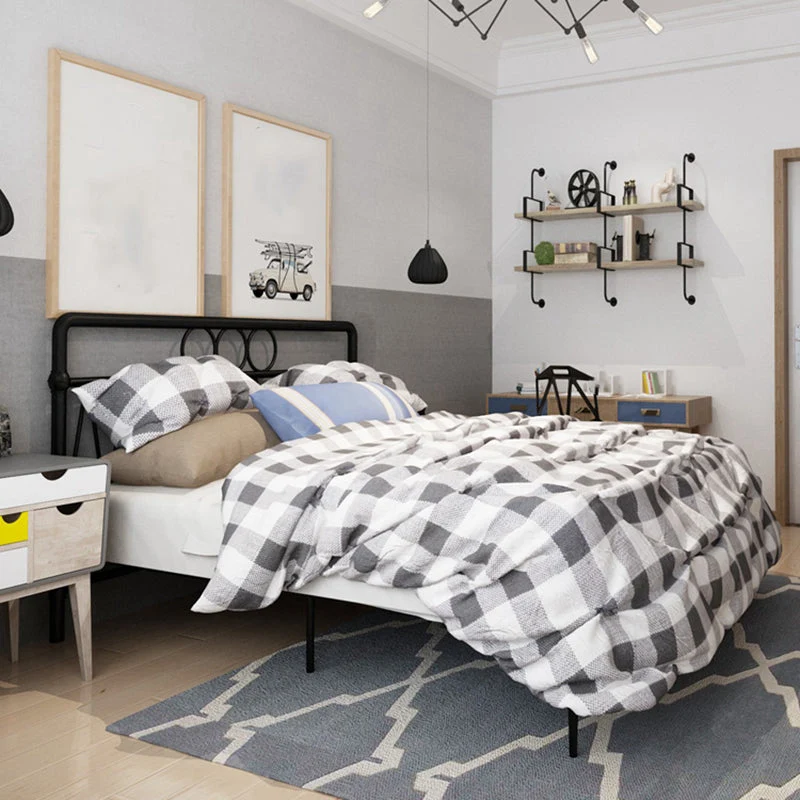 43.3" Tall Bed with Headboard Low Profile Bed with Metal Legs