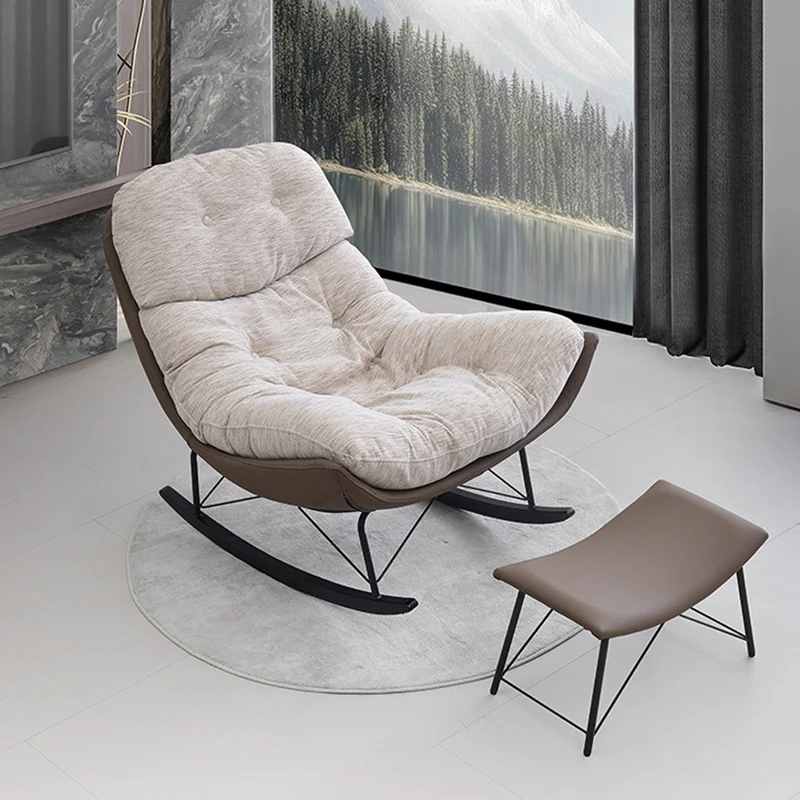 Contemporary Creative Eco Leather Suede Carbon Steel Oak Curved Semi-Enclosed Accent Chair With Backrest For Living Room