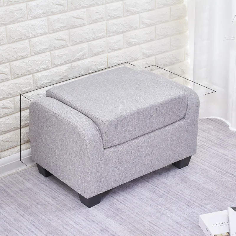 Modern Minimalist Synthetic Fabric Linen Sponge Solid Wood Plastic Rectangle Low Stool Backrest Armless For Living Room