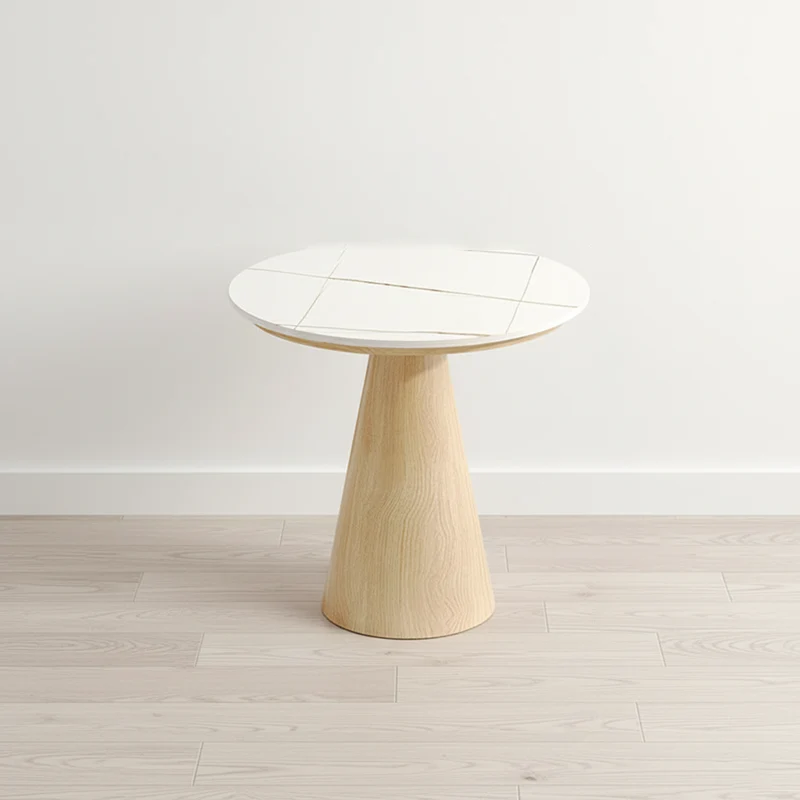Contemporary Scandinavian Sintered Stone Carbon Steel Sherpa Fabric Sponge Round Accent Chair & Table Set For Living Room