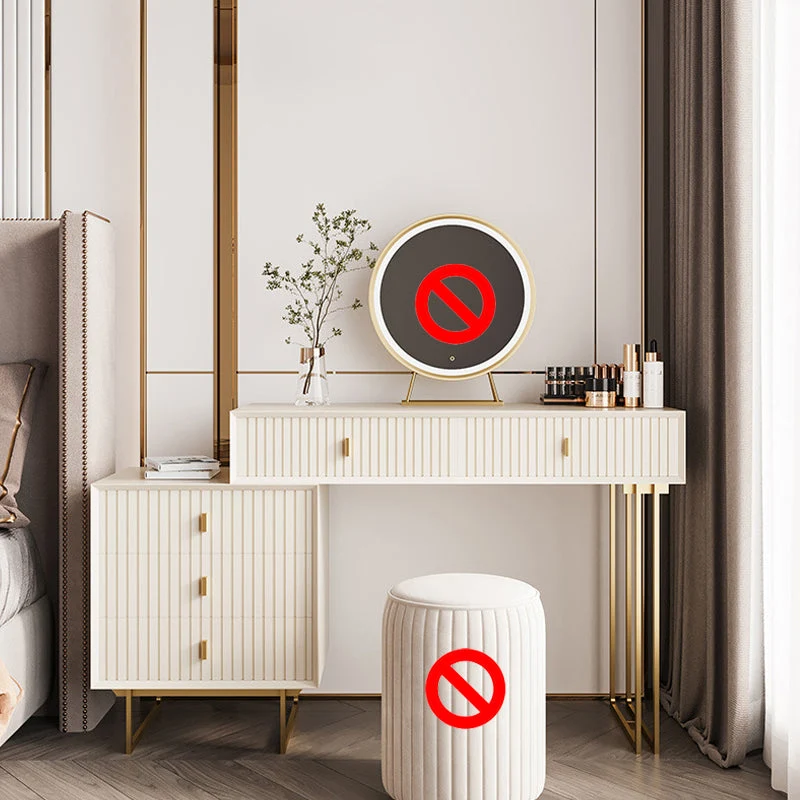 15.74" Wide Dresser with 5 Storage Drawers Cream Vanity Table Glam Style