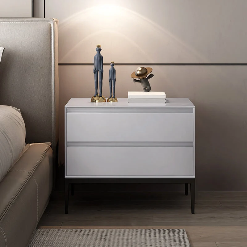Wood 2-drawer Nightstand 20" Tall Accent Table Nightstand with 4 Legs