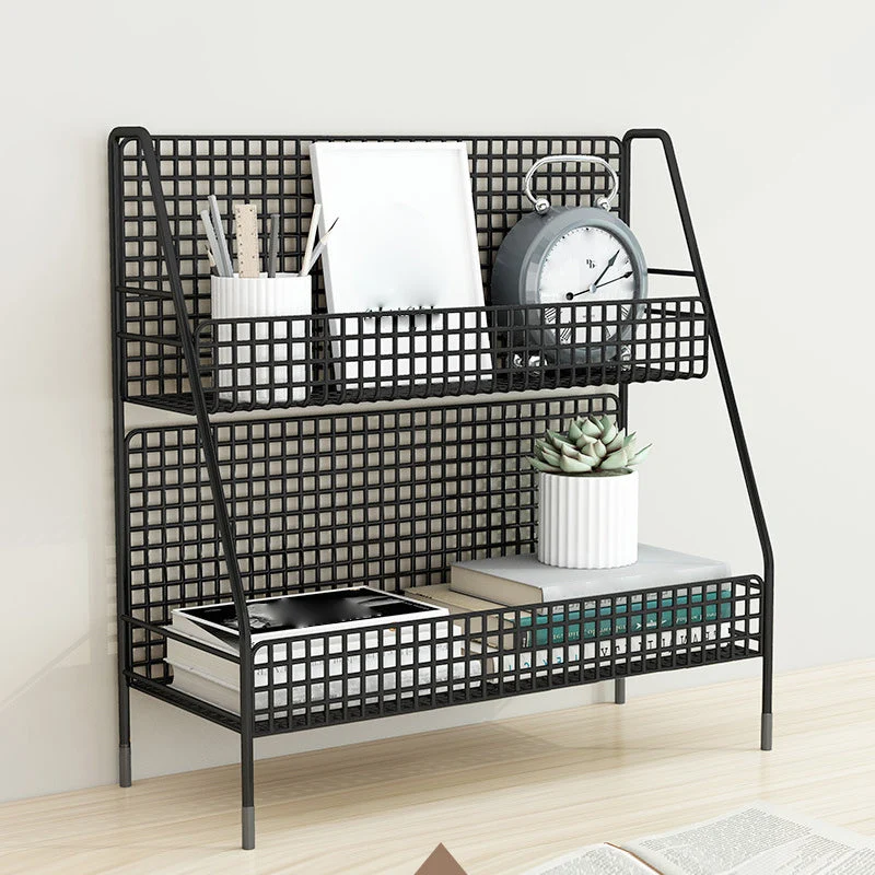 White/black/gold Metal Iron Nightstand with Storage Rack 4 Legs Nightstand