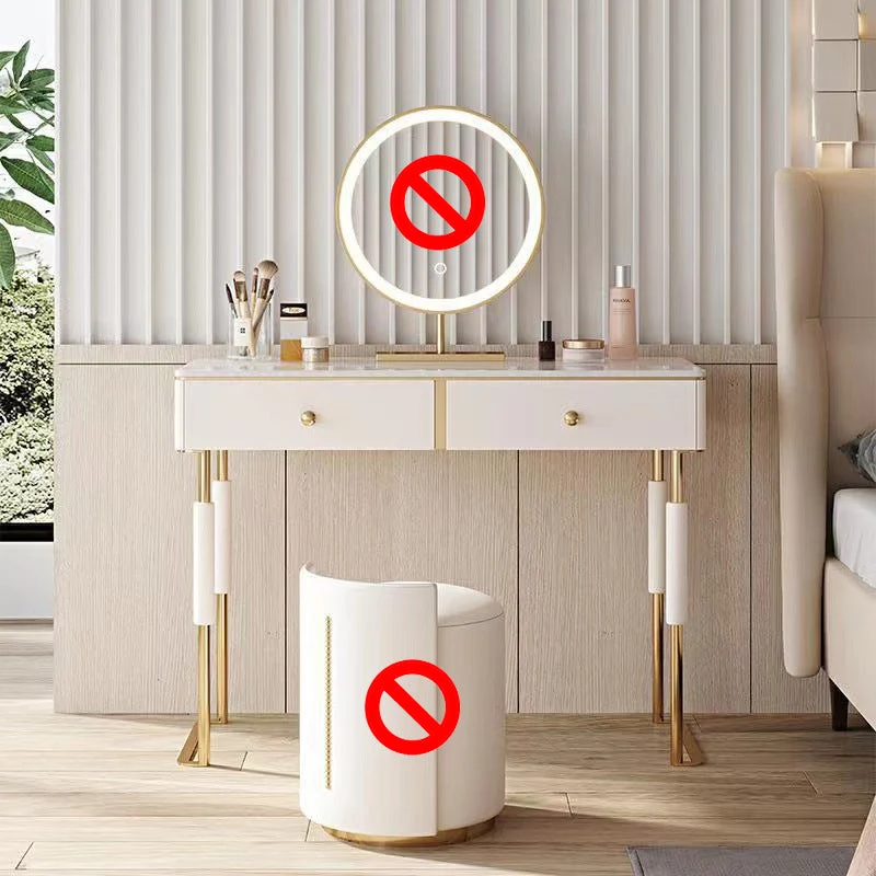 Glam Make-up Vanity with 2 Storage Drawers White Wood Vanity Set, 15.74" Wide