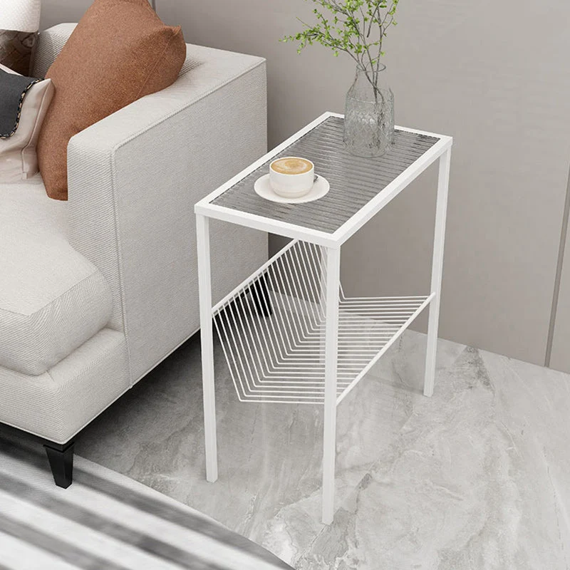 Modern Glass Top Night Table Open Storage 1-Shelf 23 Inch H Nightstand