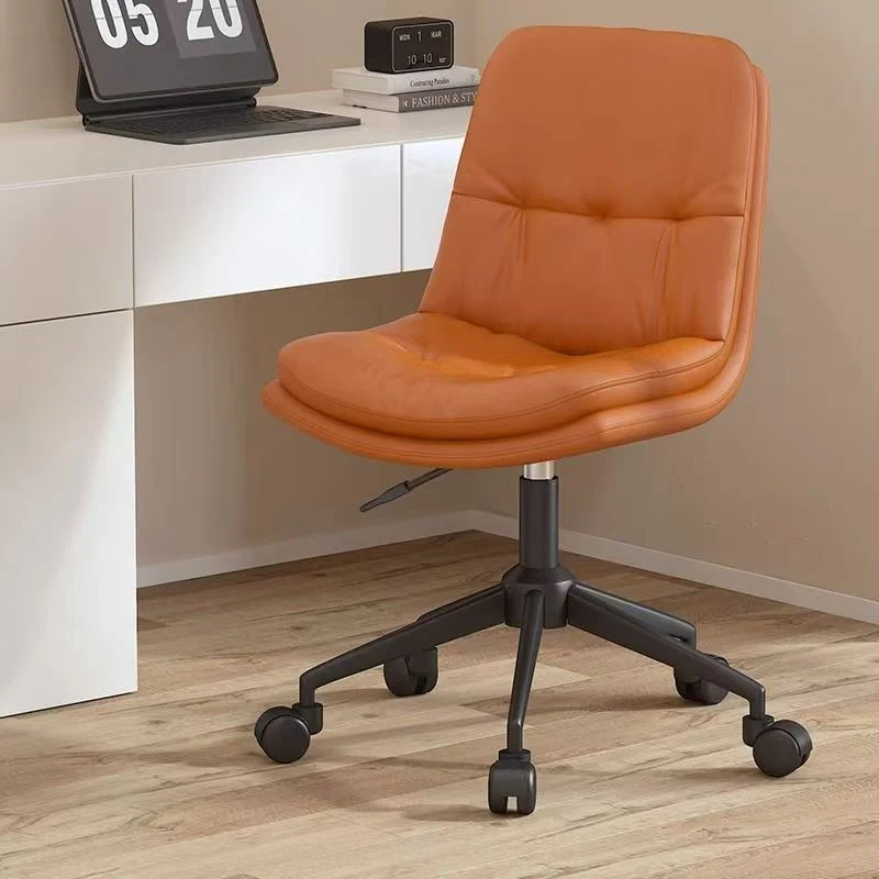 Modern Minimalist Faux Nappa Leather Sponge Steel Base Square Desk Chair Adjustable Backrest Armless Swivel For Home Office
