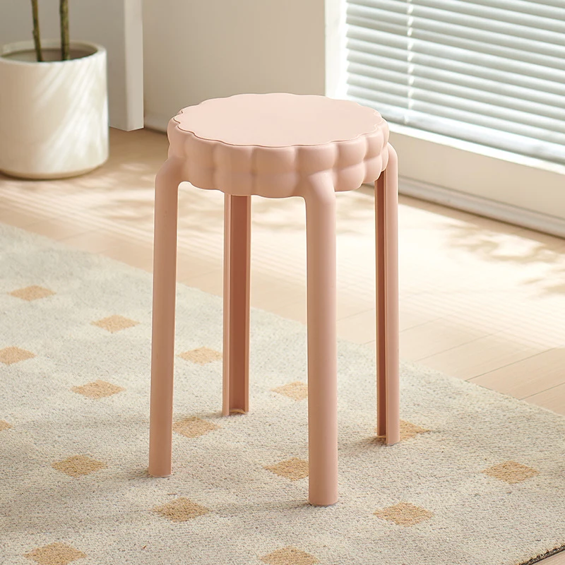 Contemporary Nordic Flower-Shaped Plastic Stool Backless Armless For Living Room