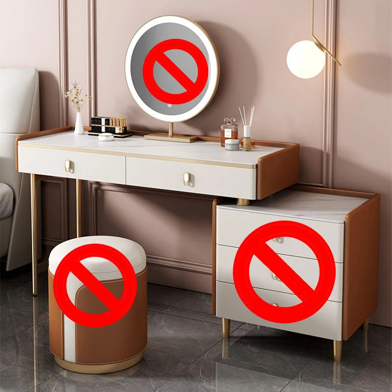 Contemporary Vanity Dressing Table Set Wood Vanity Tables with Slate Top
