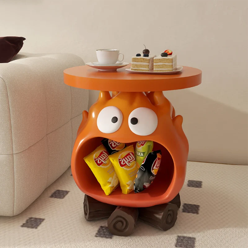 Contemporary Creative Kids Flame-Shaped Resin Side Table 1-Tray For Living Room