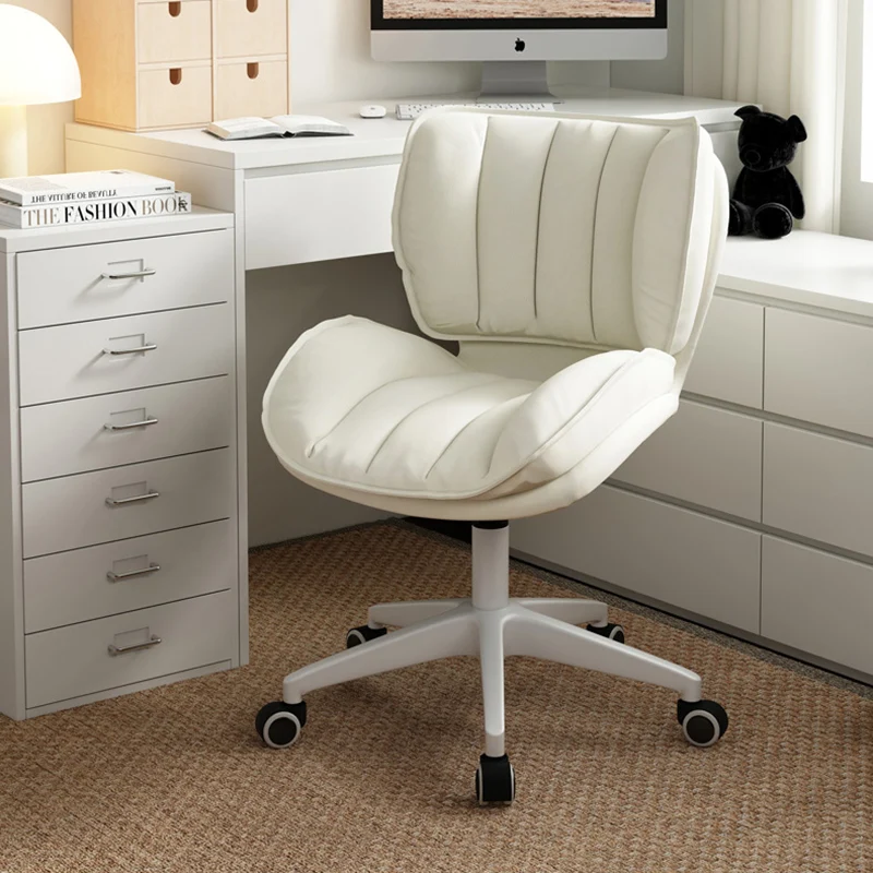 Modern Minimalist Square-Striped Iron Faux Leather Foam Desk Chair Adjustable Removable Backrest Armless For Home Office