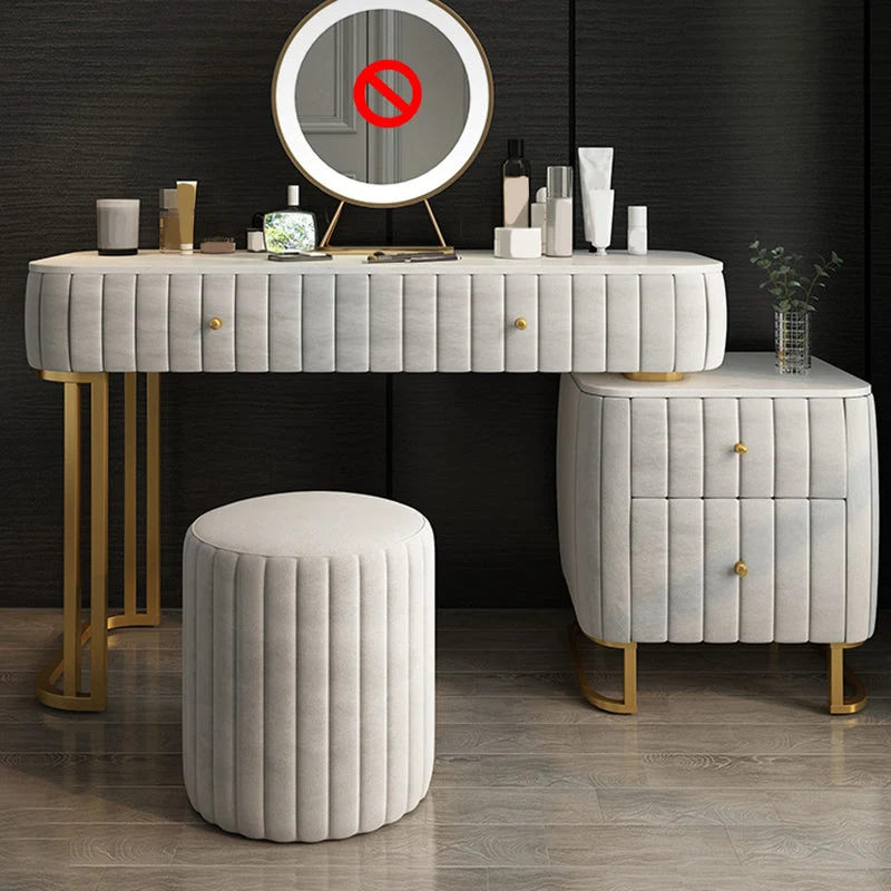 Glam 4 Drawer Makeup Vanity Set Slate Top Vanity Dressing Table
