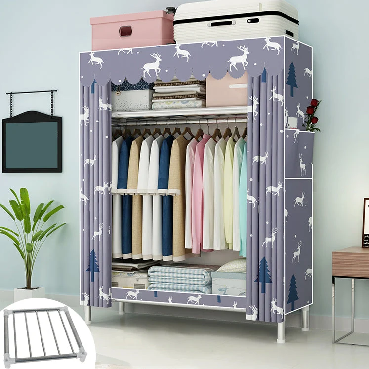 Steel Frame Wardrobe Armoire Contemporary Style Wardrobe Cabinet for Bedroom