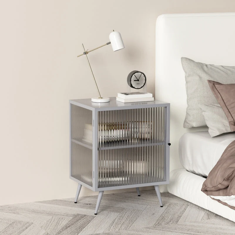 Cabinets Included Bed Nightstand Modern Shelves Bedside Cabinet Glass Door