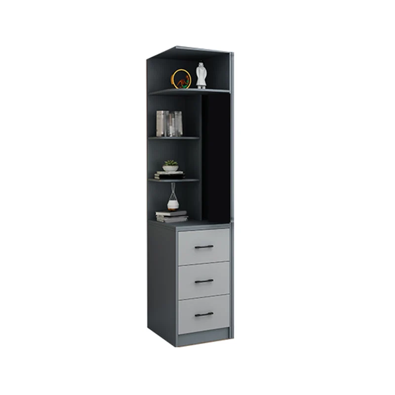 Grey Wooden Wardrobe Armoire Hinged Storage Cabinet with Soft Close Drawer