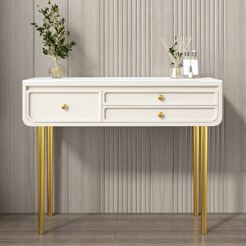 3/5 Storage Drawers Make-up Vanity Solid Wood and Stone Dressing Table