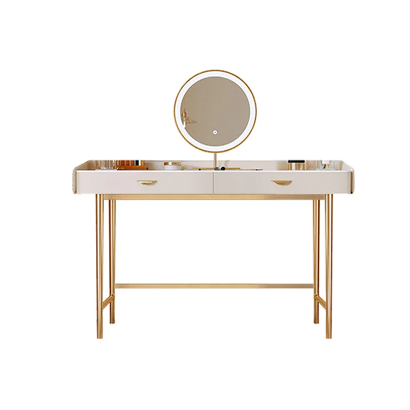 Glam Glossy Makeup Vanity Set with Drawer in White for Bedroom