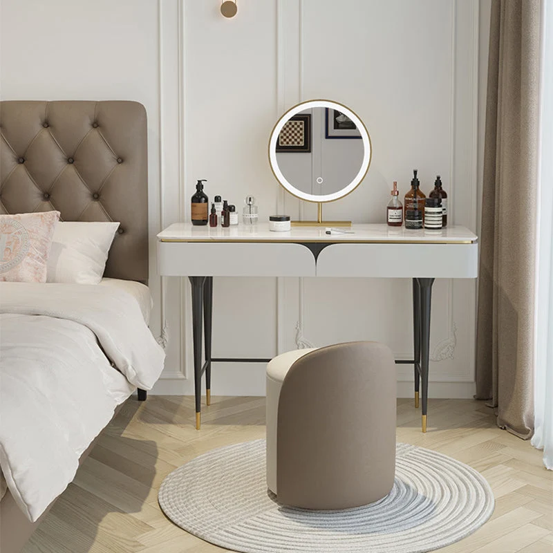 Rock Slate Off-white Dressing Table with 4 Drawers Metal Base