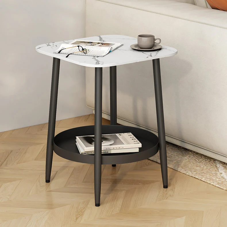 Lower Shelf Accent Table Nightstand Metal and Iron Bedside Cabinet Open Storage