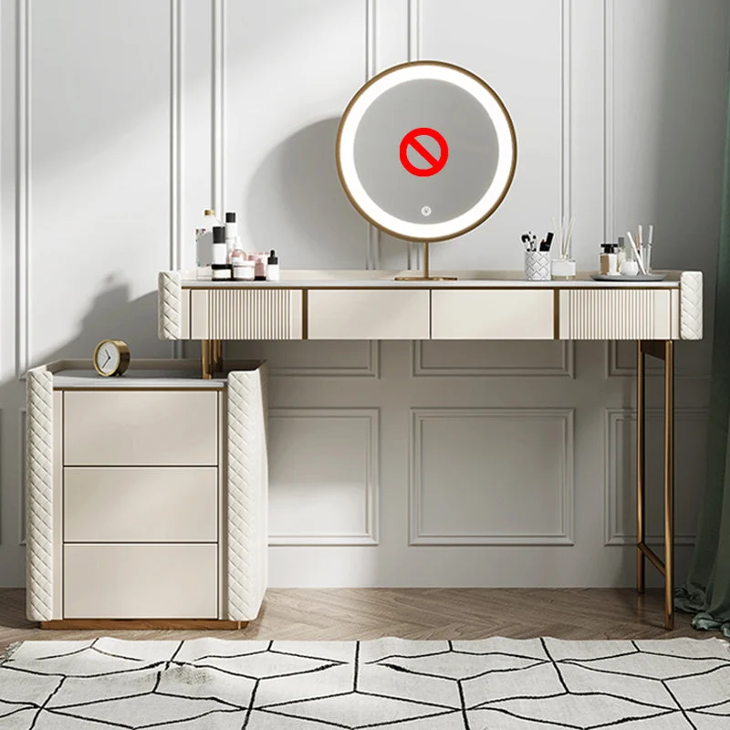 Slate Top Vanity Dressing Table Set Glam Solid Wood Makeup Vanity Set
