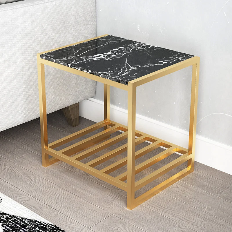 Glam Faux Marble Bedside Cabinet 19.68" Tall Accent Table Nightstand
