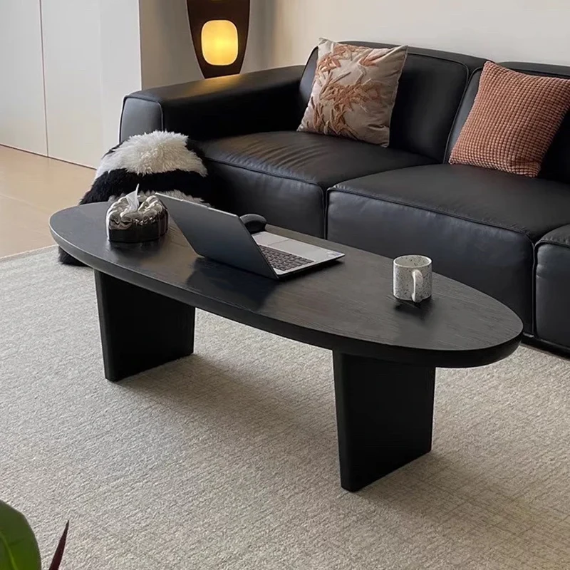 Contemporary Scandinavian Oval Pine Coffee Table 2-Leg For Living Room