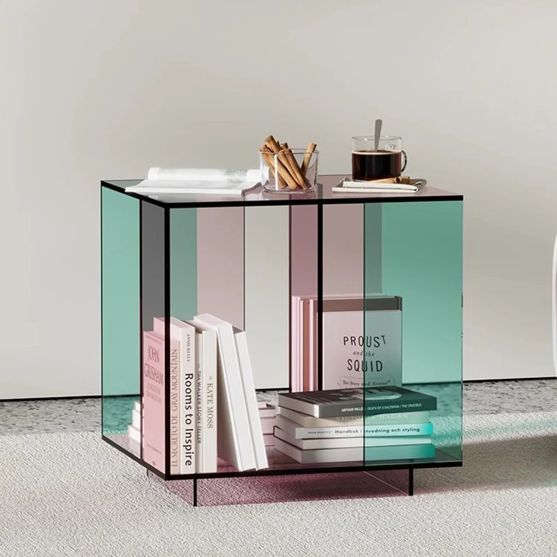 Contemporary Creative Acrylic Square Coffee Table 2-Tier For Living Room