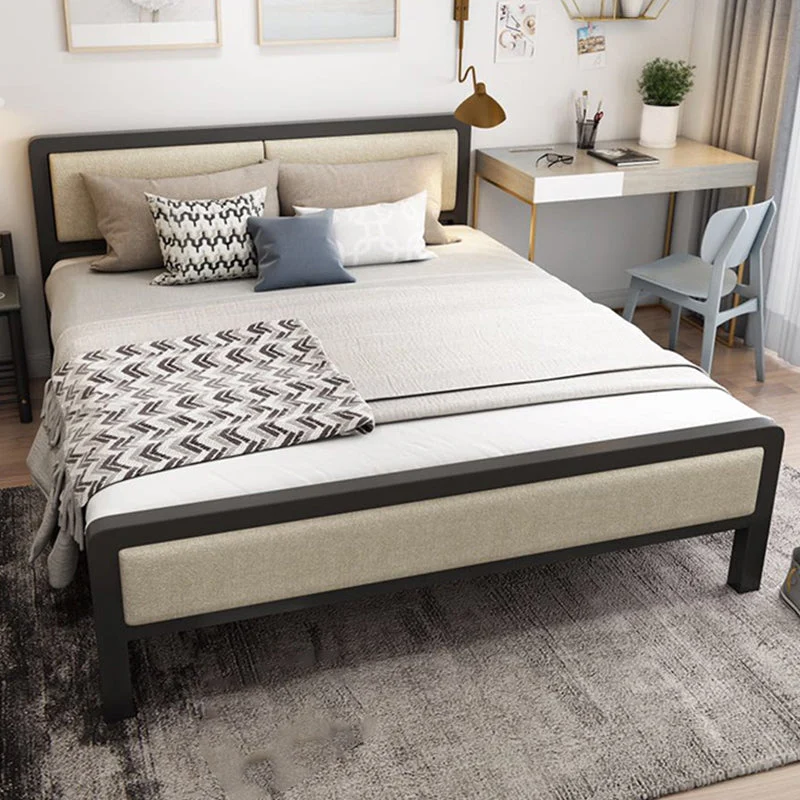 Contemporary 39.37-inch High Metallic Bed Frame with Headboard, Mattress Not Included