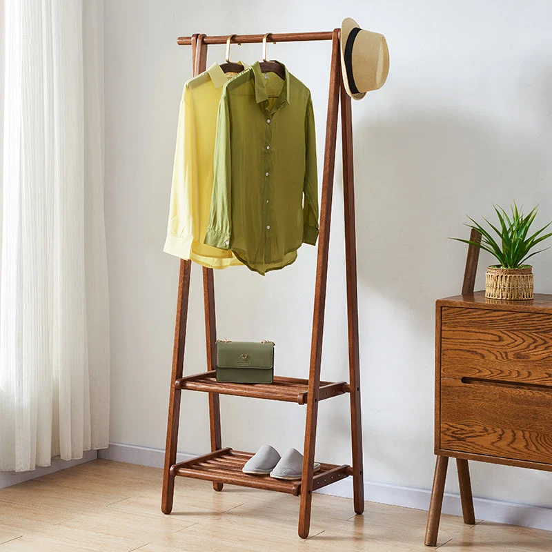 Brown Contemporary Style Armoire Ash Wood Open Armoire with Clothing Rod