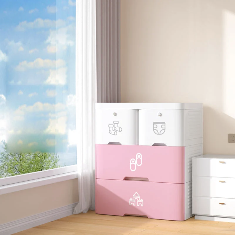 Contemporary Style Non-Hanging Armoire Plastic Storage Cabinet with Drawers
