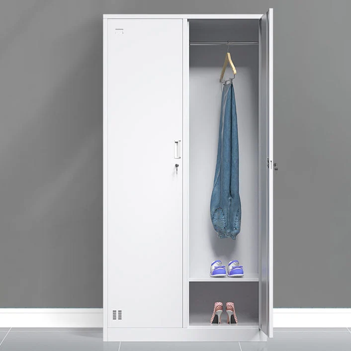 White Hinged Wardrobe Armoire Steel Storage Cabinet for Bedroom