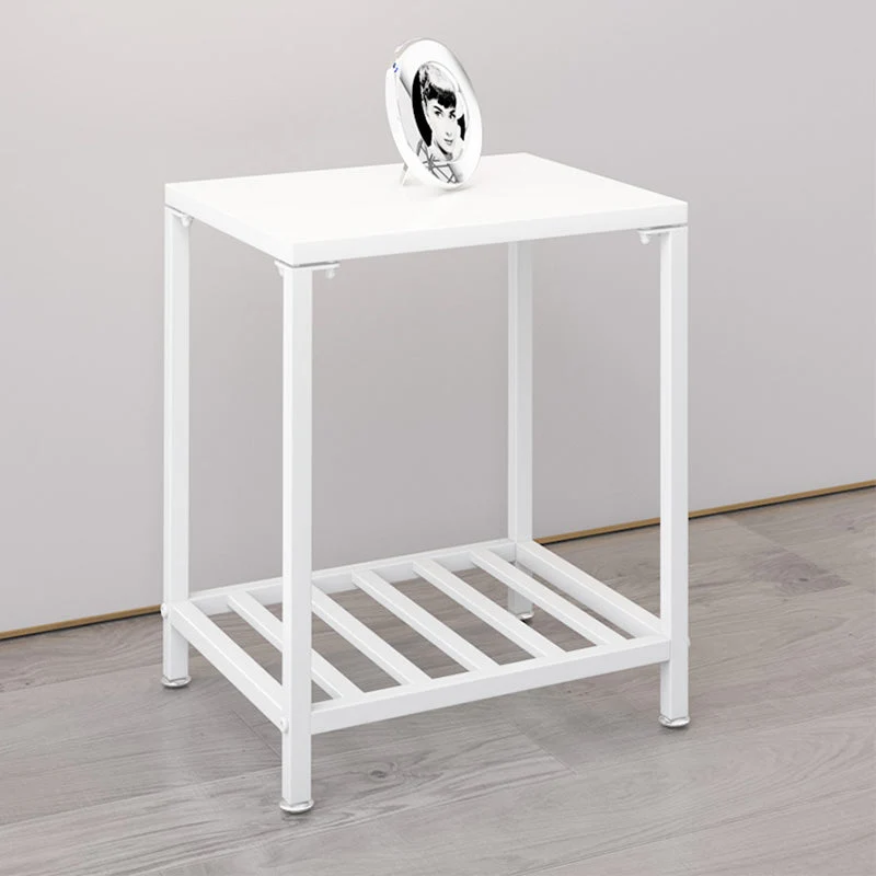 Modern Open Storage Nightstand Metal Night Table with Shelves