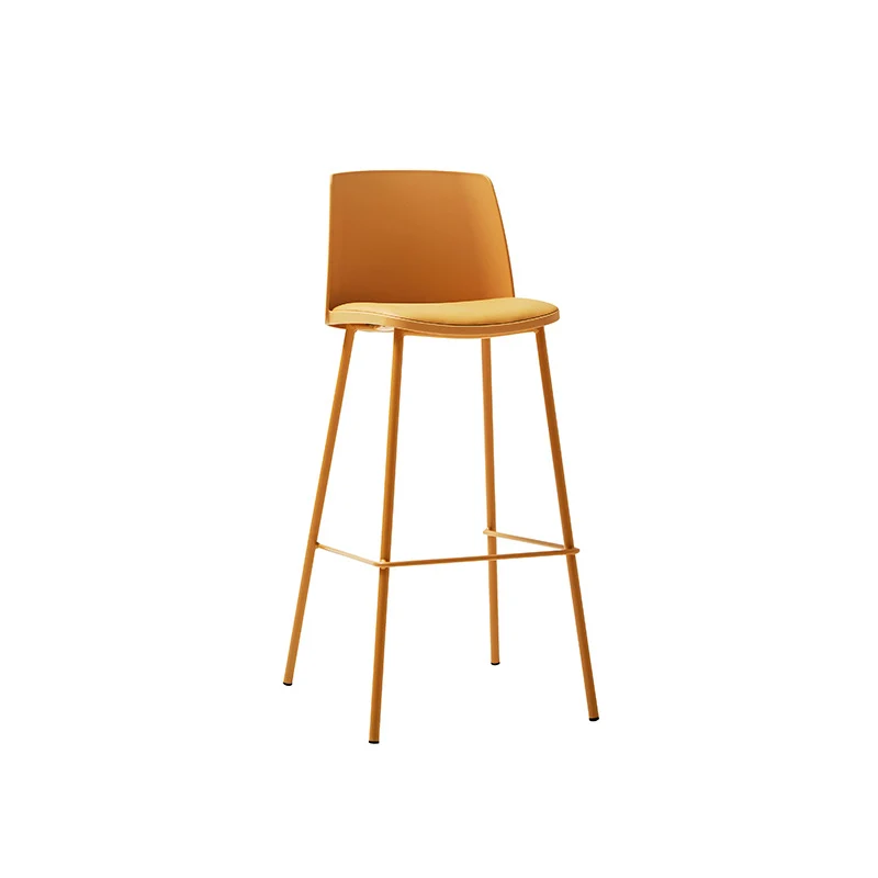 Contemporary Nordic Square Plastic Metal PU Leather Bar Stool Backrest Armless For Living Room