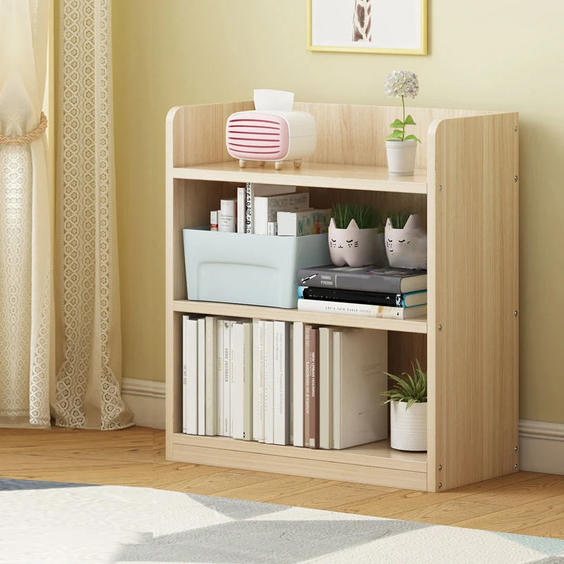 Modern Floor Shelf Bookcase Closed Back Wood Book Shelf for Home