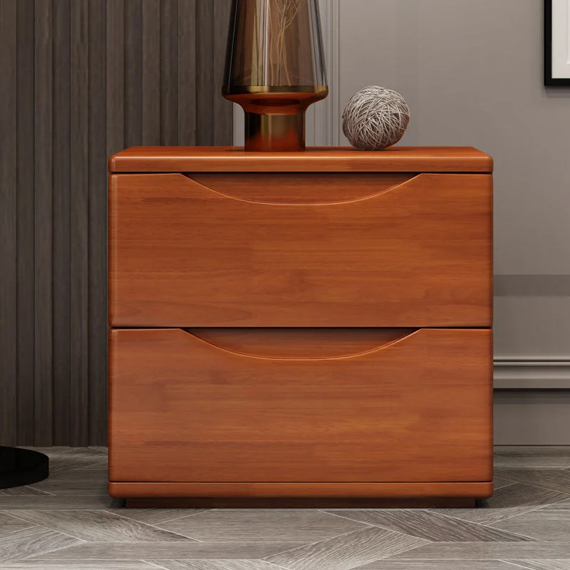 Contemporary Wood Night Table Storage Accent Table Nightstand with 2 Drawers for Home