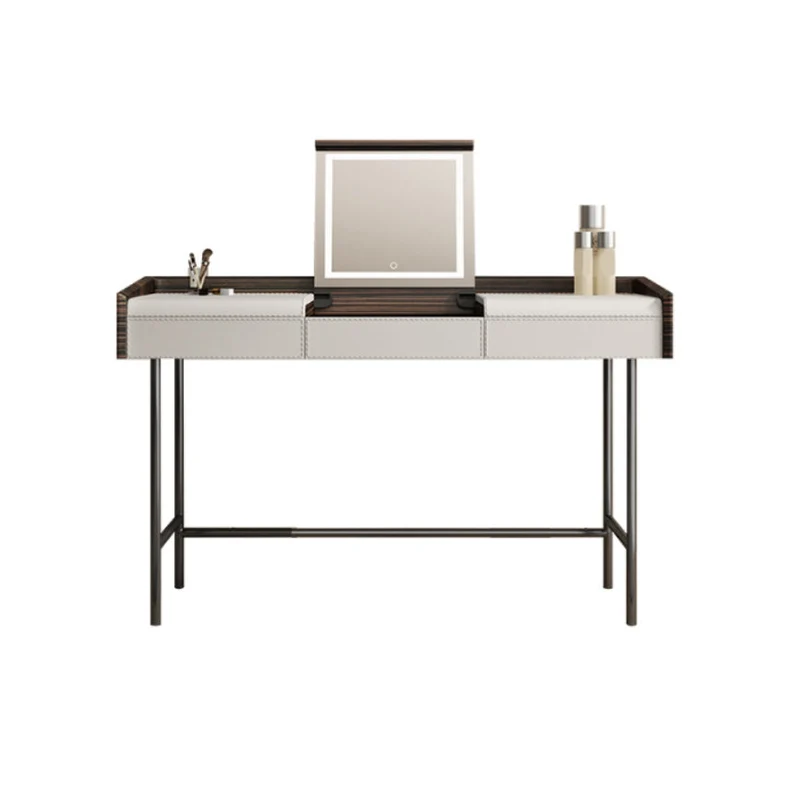 Flip-Top Make-up Vanity Wood Vanity Dressing Table with 2 Storage Drawers