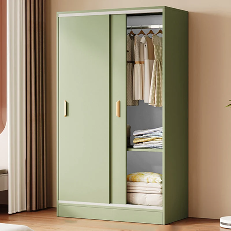 Contemporary Freestanding Wardrobe Armoire Wood Sliding Doors Wardrobe