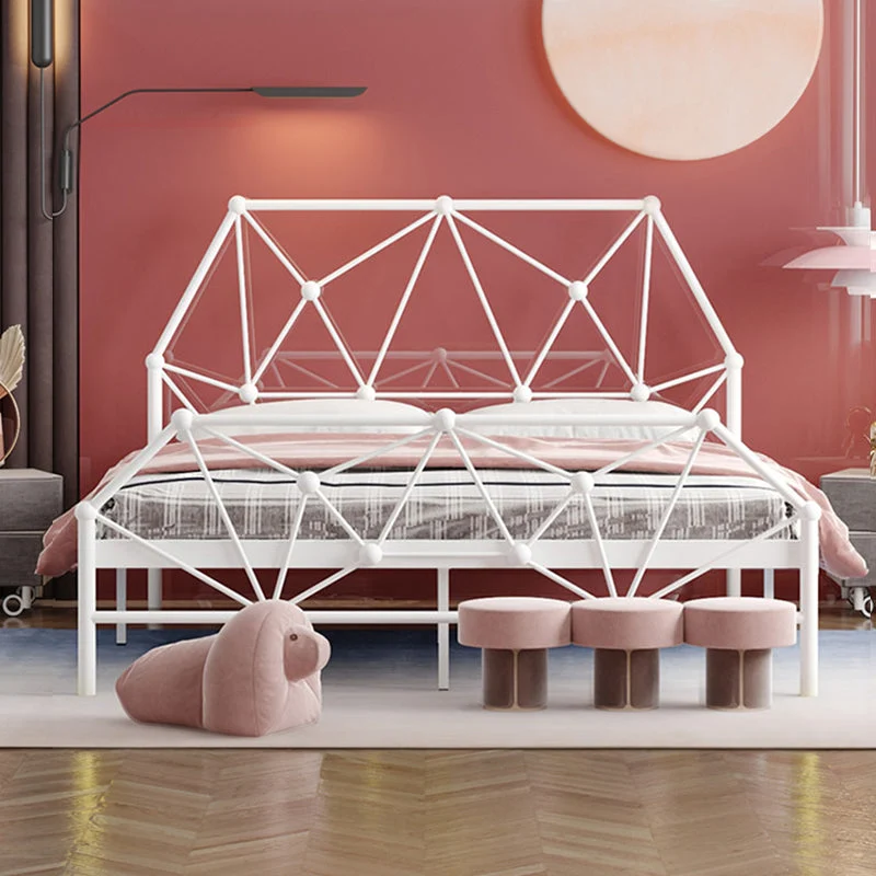 Glam Metallic Standard Bed, Open-Frame Headboard Bed Frame with Footboard