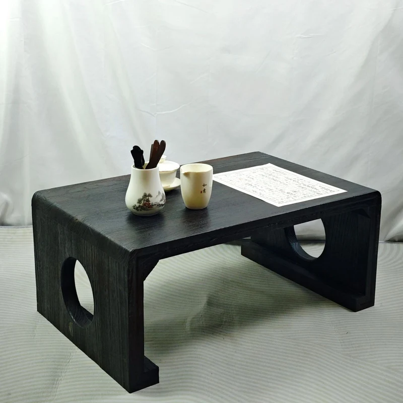Traditional Chinese Zen Rectangular Solid Wood Coffee Table For Living Room