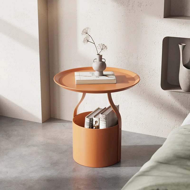 Modern Bed Nightstand Metal Open Storage Night Table for Bedroom