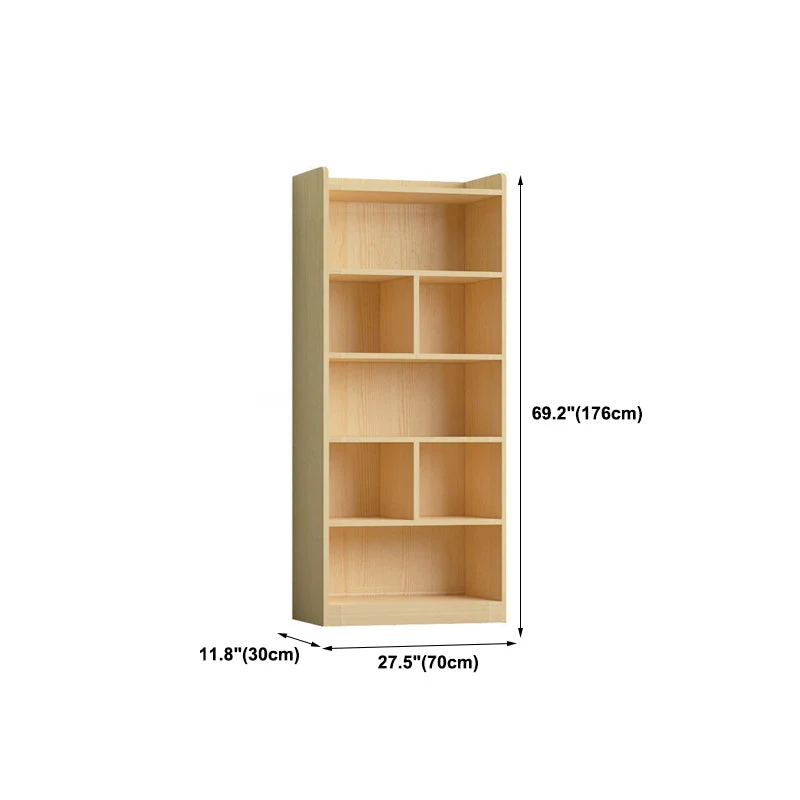 Contemporary Wooden Vertical Book Shelf Closed Back Brown Shelf Bookcase for Study Room