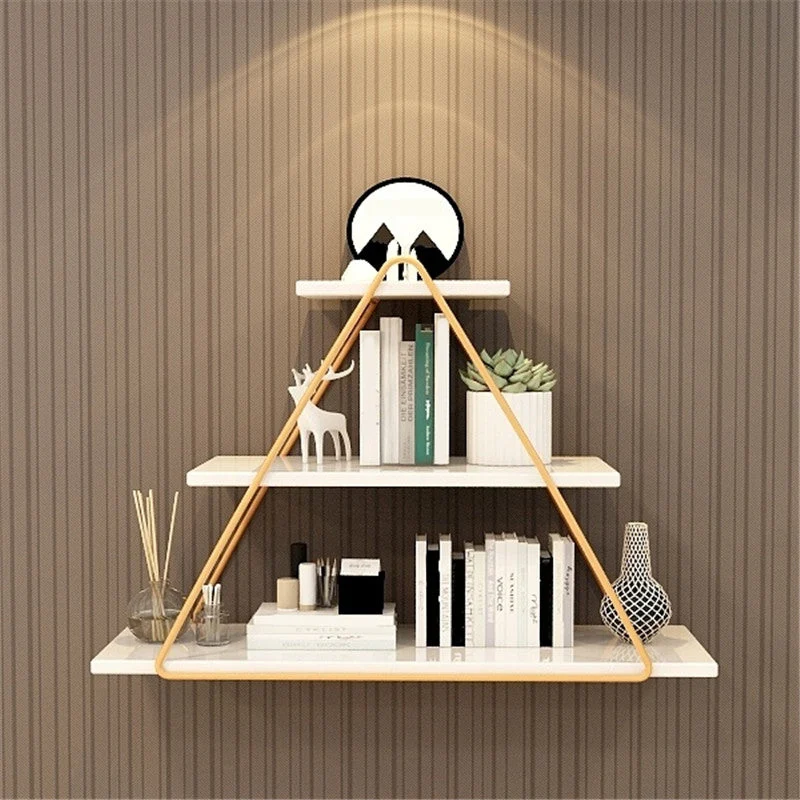 Open Bookcase Bookshelf Light Luxury Metal 3-Tier Book Shelf