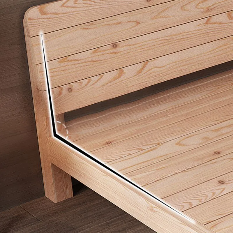 Scandinavian Rectangular Bed Headboard Wood Bed with Custom Legs