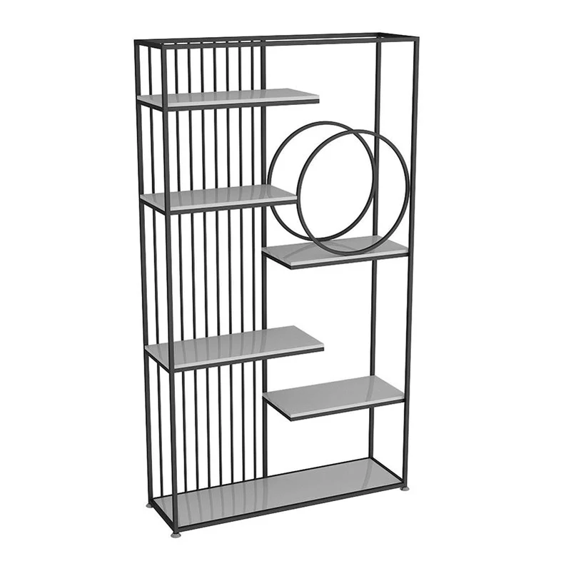 Metal and Wood Shelf Bookcase Open Etagere Book Shelf with 6 Shelves