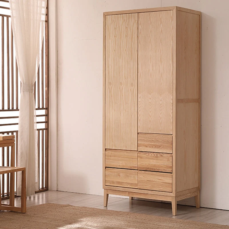 Modern Solid Wood Wardrobe Freestanding Bedroom Wardrobe with Legs