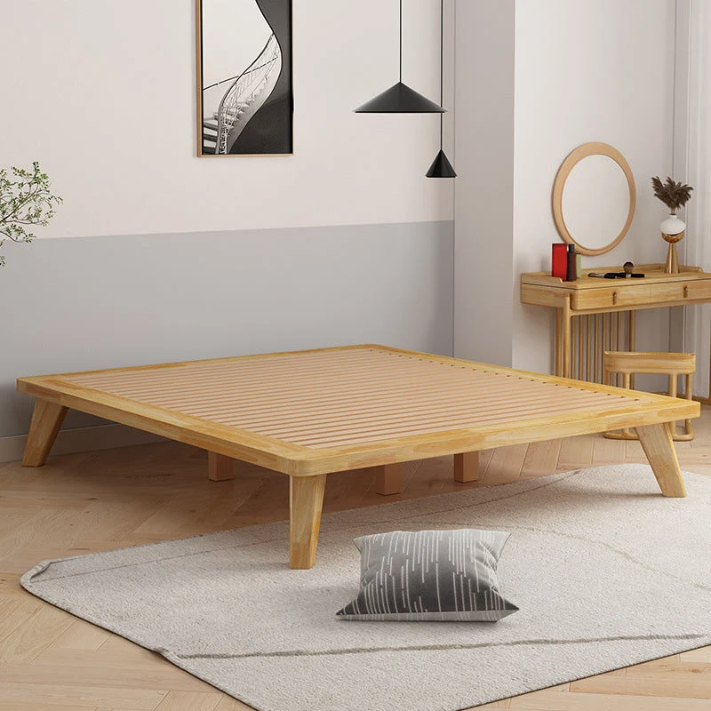 Scandinavian Solid Wood Platform Bed 13.39" High Natural Bed Frame Set