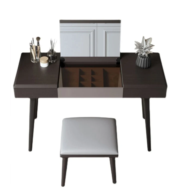 Contemporary Bedroom Makeup Vanity Desk Glass Vanity Dressing Table with Drawer