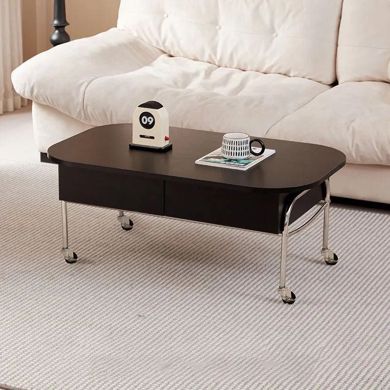 Contemporary Scandinavian MDF Stainless Steel Rectangular Movable Liftable Coffee Table 3-Storage Drawer For Living Room