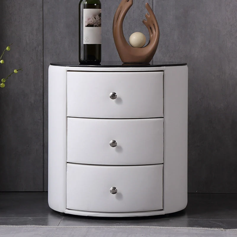 Modern Stone Accent Table Nightstand Drawer Storage Bedside Cabinet for Bedroom