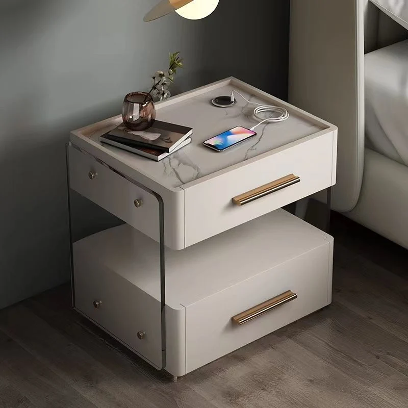 Glam Accent Table Nightstand Open Storage Night Stand for Bedroom and Home